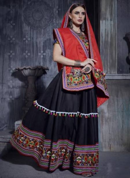 Red And Black Colour Rajwadi Vol 1 New latest Designer Navratri Special Silk Lehenga Choli Collection 7001 C